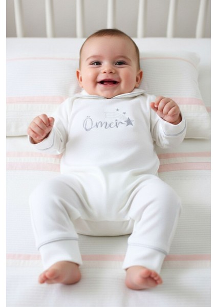 Gümüş Isim Nakışlı 6 Parça Yenidoğan Set %100 Pamuk Tulum Battaniye Şapka Puset Örtü Yastık Eldiven fiyatları