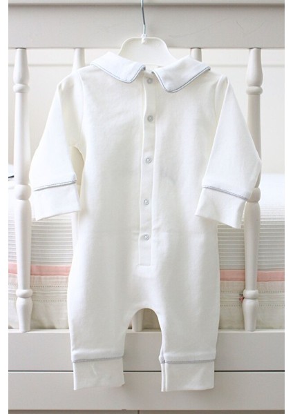 Gümüş Isim Nakışlı 6 Parça Yenidoğan Set %100 Pamuk Tulum Battaniye Şapka Puset Örtü Yastık Eldiven