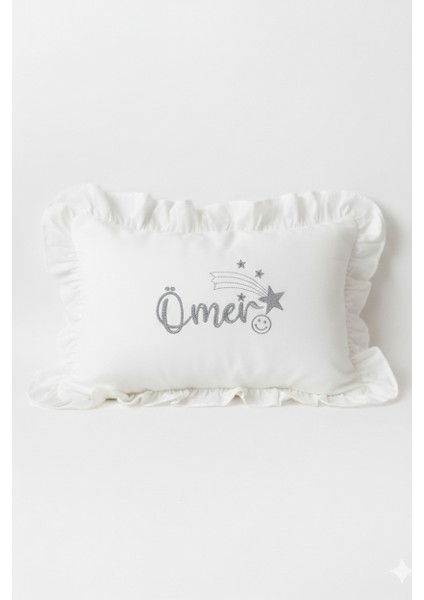 Gümüş Isim Nakışlı 6 Parça Yenidoğan Set %100 Pamuk Tulum Battaniye Şapka Puset Örtü Yastık Eldiven