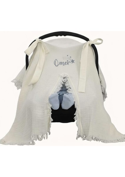 Gümüş Isim Nakışlı 6 Parça Yenidoğan Set %100 Pamuk Tulum Battaniye Şapka Puset Örtü Yastık Eldiven