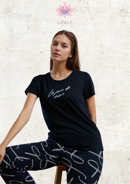 Kadın Giyim Kısa Kollu Lacivert Pijama Takımı L1.AR.323.2.001 fırsatları