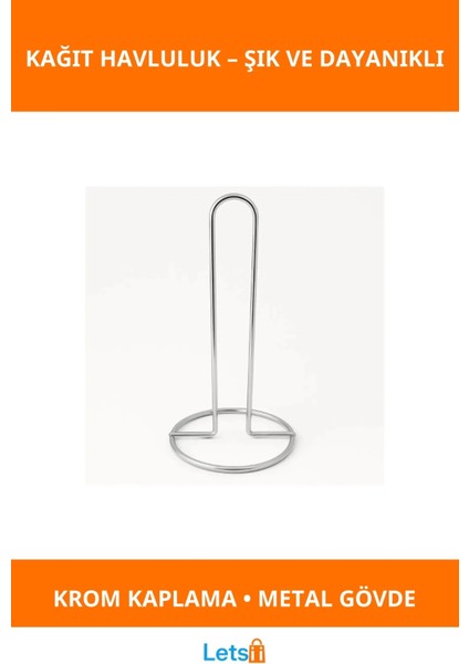 Parlak Krom Dik Kağıt Havluluk Şık ve Dayanıklı Mutfak Aksesuarı