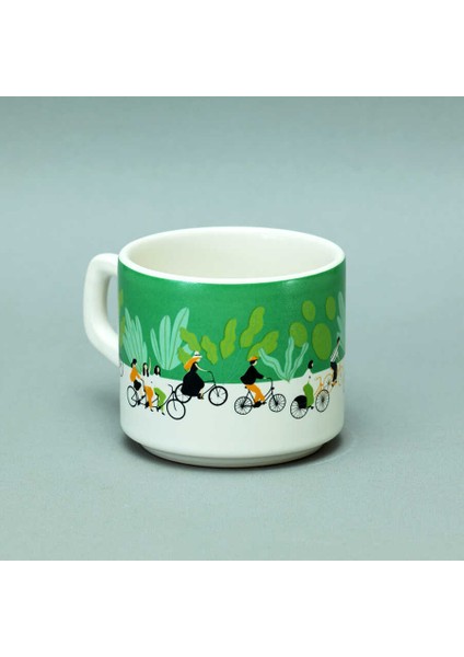 Bisiklet Desenli Yeşil Seramik Kupa