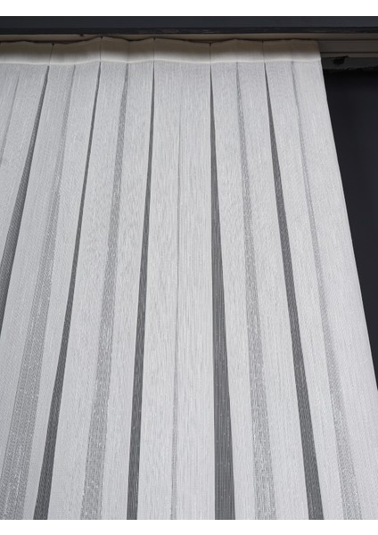 Bambu Zemin Çizgili Düz Tül Perde Gramajlı (1/3 Sık Pile) indirimleri