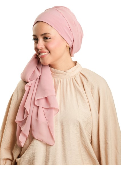 Pudra Pratik Hazır Geçmeli Bone Şal Şifon Düz 2506_06 fiyatları