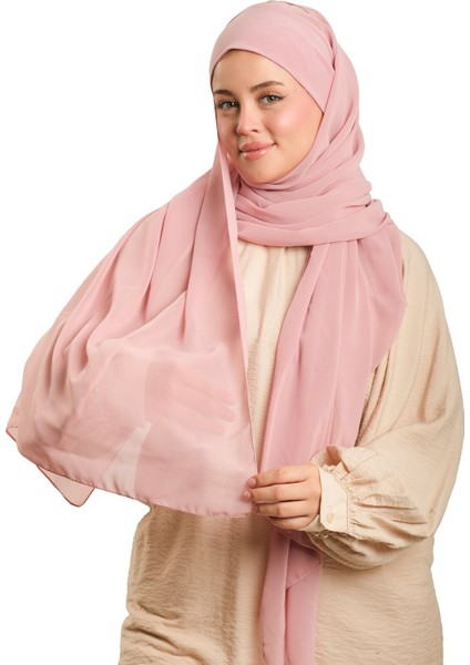 Pudra Pratik Hazır Geçmeli Bone Şal Şifon Düz 2506_06 modelleri