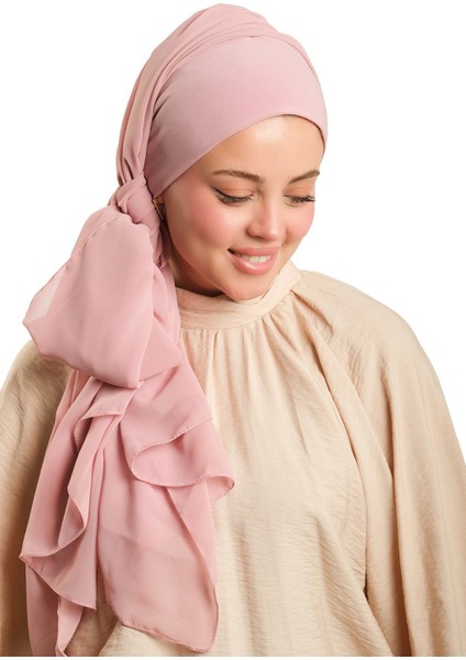 Pudra Pratik Hazır Geçmeli Bone Şal Şifon Düz 2506_06 fırsatları