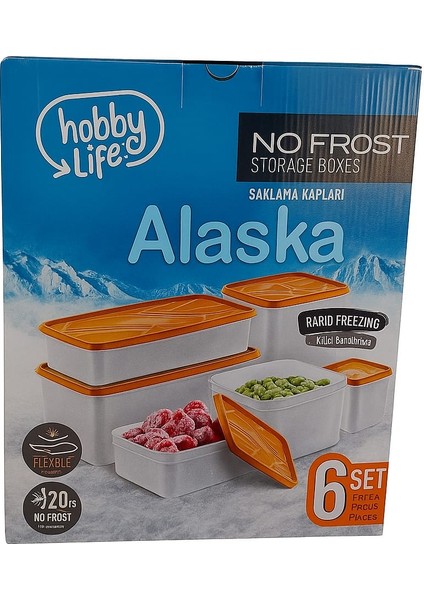 Alaska 6'lı No Frost Derin Dondurucu Saklama Kabı Seti (Esnek & Hızlı Dondurma)