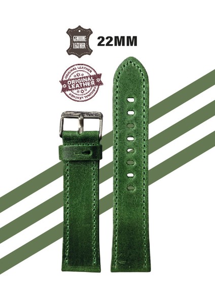 22MM Premium Hakiki Deri Saat Kordonu – Pim Hediyeli, Antialerjenik