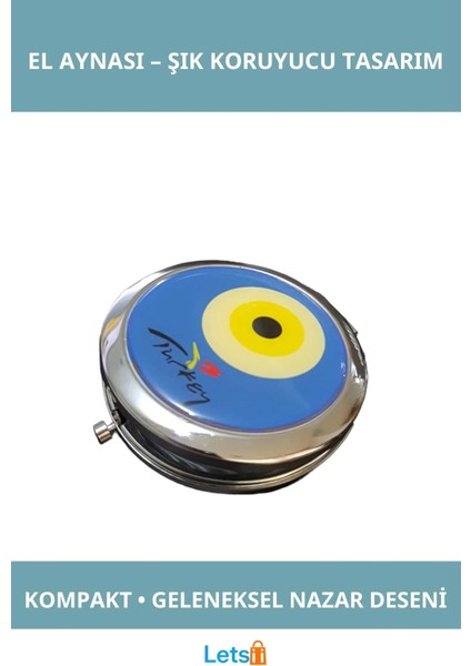 Nazar Boncuklu Taşınabilir Şık El Aynası