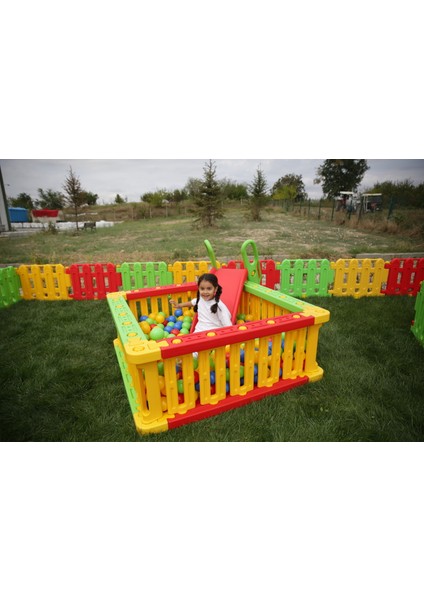 Kare Top Havuzu + Oyun Topları + Kaydırak 3'lü Set