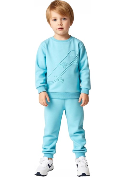 Erkek Çocuk Pamuklu Örme Eşofman Takımı Kaykay Baskılı Rahat Kesim Kaliteli Şık Rahat fırsatları