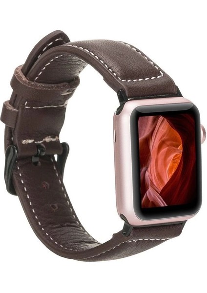 Apple Watch Uyumlu Deri Kordon 42-44-45MM Nm1-As3 Kahve