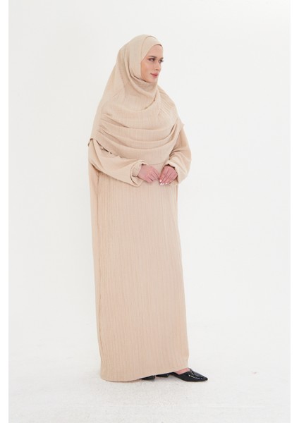 Bej Iki Parça Namaz Elbisesi Dokuma Kendinden Desenli 2502_12 fırsatları