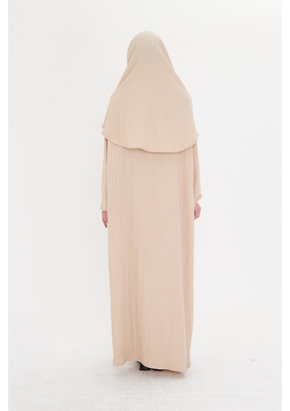 Bej Iki Parça Namaz Elbisesi Dokuma Kendinden Desenli 2502_12 indirimleri