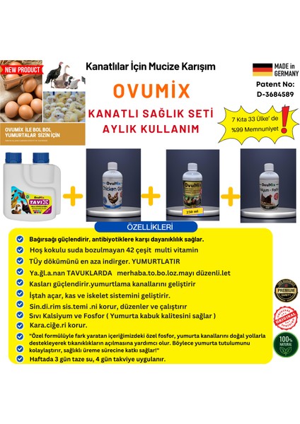 Tavuk Sağlık Seti Yumurtlama Destekleyicisi 12 Ay Kullanılır 4 Lü Set