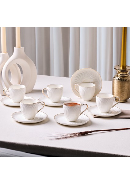 Serena Gold 12 Parça 6 Kişilik Kahve Fincan Takımı 90 ml