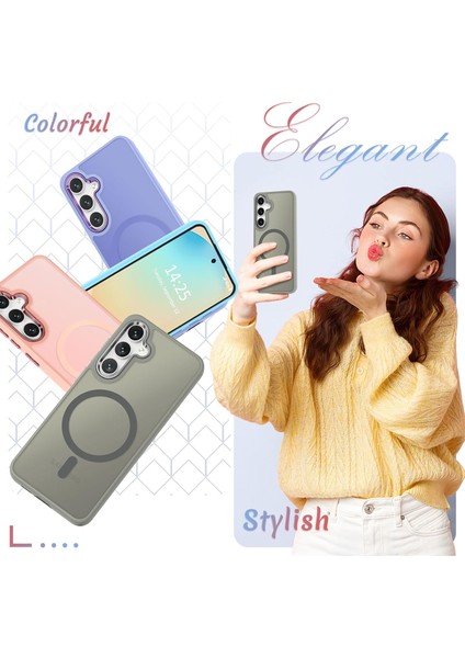 Samsung Galaxy A26 Uyumlu Ekran Koruyuculu Kılıf Magsafe Sarj Destekli Kamera Çıkıntılı Mat Kapak