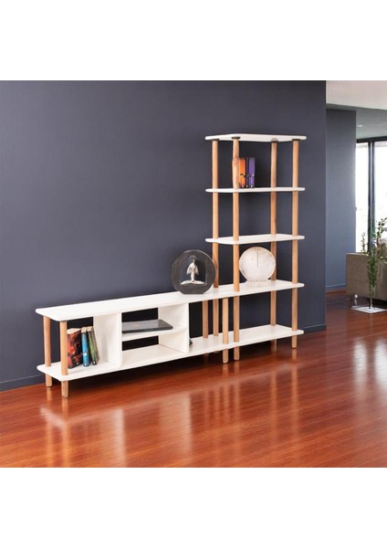 Pia Kitaplıklı Tv Sehpası Beyaz indirimleri