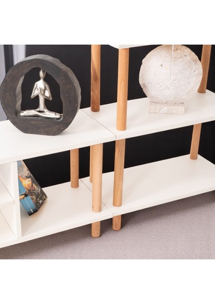 Pia Kitaplıklı Tv Sehpası Beyaz