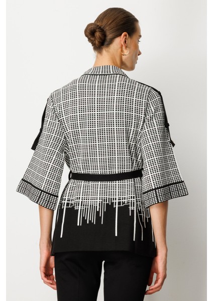 Kadın Truvakar Kol Beli Kuşaklı Triko Hırka 65903 Siyah fırsatları