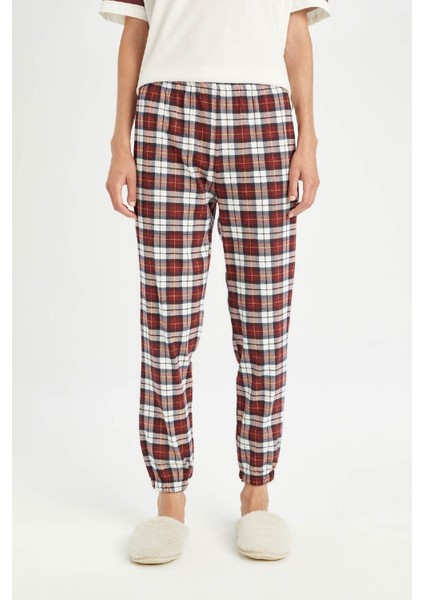 Fall In Love Pijama Takım Bisiklet Yaka Baskılı Kısa Kollu Üst Kareli Beli Lastikli Alt D5662AX24AU indirimleri