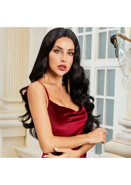 Uzun Boy Dalgalı Siyah Tül Peruk fiyatları