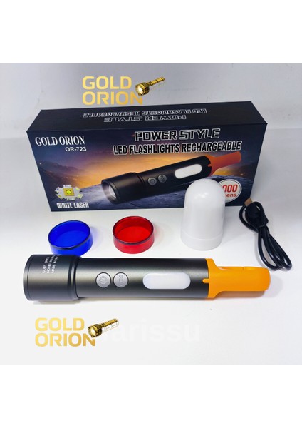 OR-723 Şarjlı Balıkçı Feneri | 3000 Lümen Güç | Type-C Hızlı Şarjlı | Çok Fonksiyonlu LED El Feneri