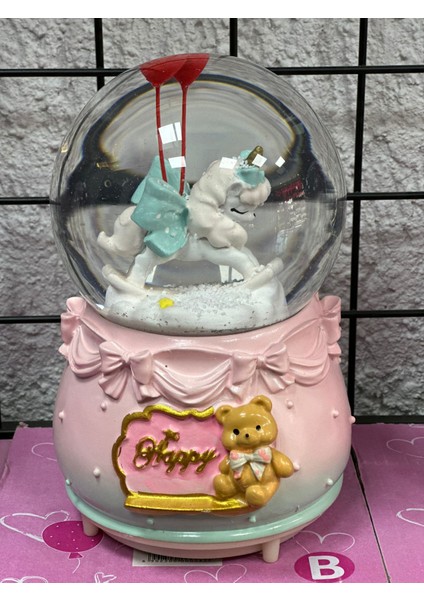 Unicorn Işıklı Müzikli Kar Püskürtmeli Büyük Boy Pilli Kar Küresi