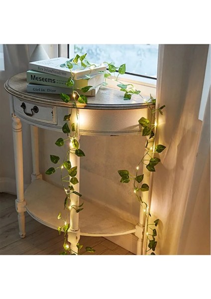 Güneş Enerjili Solar Dekoratif Yapay Yapraklı Sarmaşık 50 Ledli 5 Metre Solar Bahçe Balkon Dekor LED fırsatları