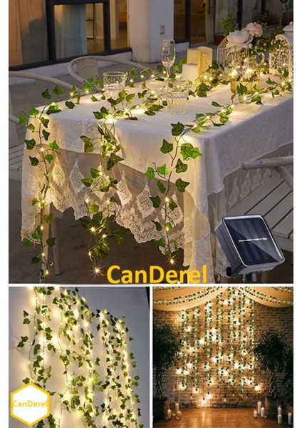 Güneş Enerjili Solar Dekoratif Yapay Yapraklı Sarmaşık 50 Ledli 5 Metre Solar Bahçe Balkon Dekor LED indirimleri