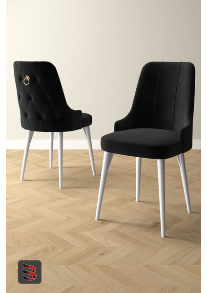 Esa 2 Adet Babyface Kumaş, Beyaz Metal Ayaklı, Mutfak ve Yemek Odası Sandalyesi