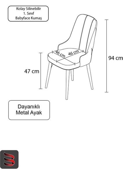 Esa 2 Adet Babyface Kumaş, Beyaz Metal Ayaklı, Mutfak ve Yemek Odası Sandalyesi fiyatları