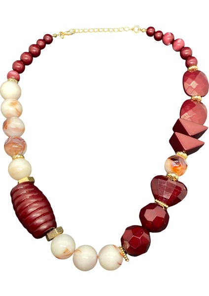 Koyu Kahve Krem Renk; Uzatma Ile 50 cm Kolye Uznluğu; Şık Tasarım,bohem Tarz Ötesi Akrilik Esaslı Kolye (KOD2876)