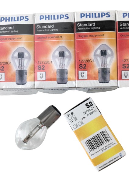 10 Adet Motosiklet Far Ampul S2 12X35/35 Bosch Tipi Phlıps