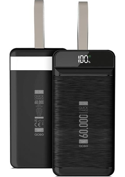 Powerway QC60 60000 Mah 3.0 Kablolu 22.5W Powerbank