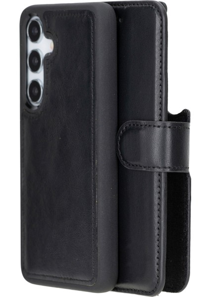 Samsung Galaxy S24 Uyumlu, Deri Cüzdanlı Kılıf, Parlak Siyah fiyatları