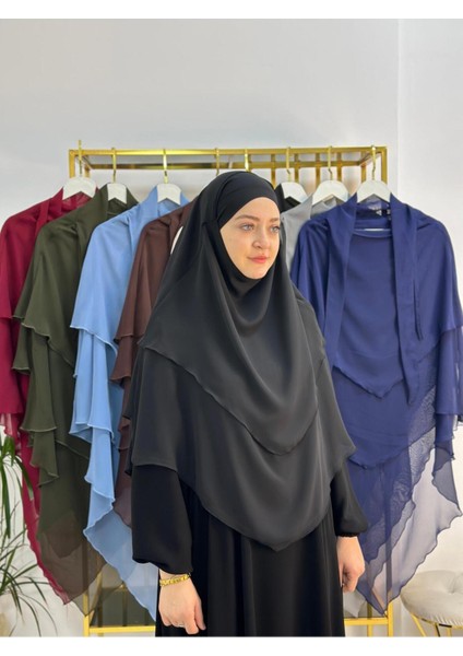 Tesettür Şifon Sufle,hazır Peçeli, Khımar ,hicap,siyah fiyatları