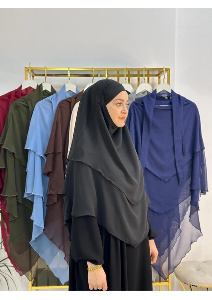 Tesettür Şifon Sufle,hazır Peçeli, Khımar ,hicap,siyah modelleri