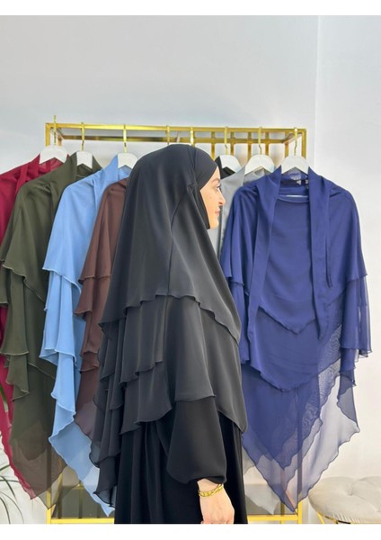 Tesettür Şifon Sufle,hazır Peçeli, Khımar ,hicap,siyah fırsatları