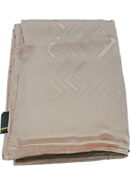 F Desen Ipek Jakarlı Şal Pudra