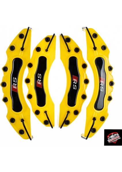 Sarı Audi Rs 4'lü Kaliper Seti Yapıştırma Logolu
