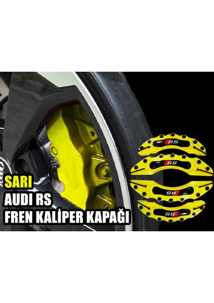 Sarı Audi Rs 4'lü Kaliper Seti Yapıştırma Logolu modelleri