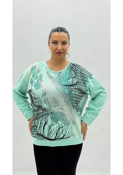 Büyük Beden Viskon Taşlı Uzun Kol Oversize Kadın Bluz fiyatları