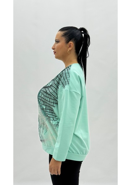 Büyük Beden Viskon Taşlı Uzun Kol Oversize Kadın Bluz modelleri