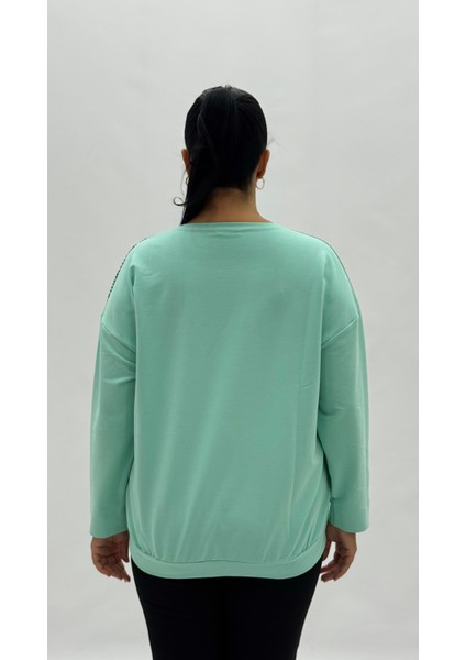 Büyük Beden Viskon Taşlı Uzun Kol Oversize Kadın Bluz fırsatları