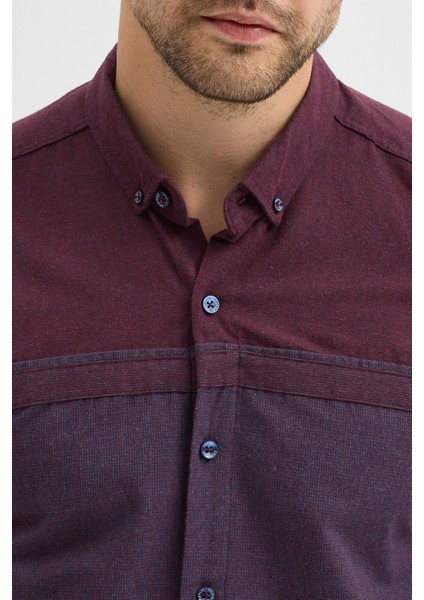 Premium Slim Fit Yün Karışımlı Kontrast Parçalı Uzun Kollu Gömlek fırsatları