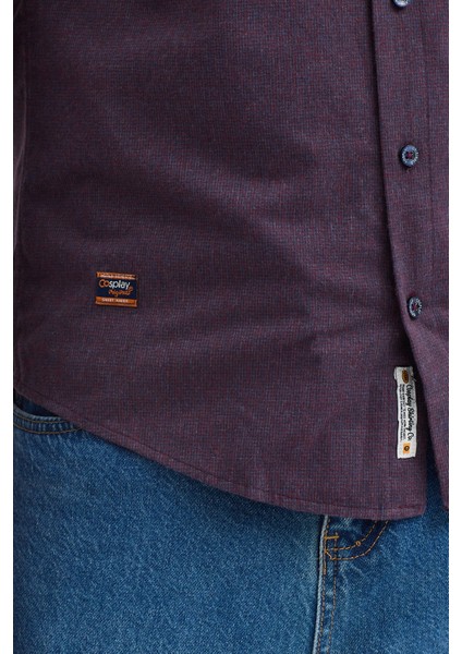 Premium Slim Fit Yün Karışımlı Kontrast Parçalı Uzun Kollu Gömlek indirimleri