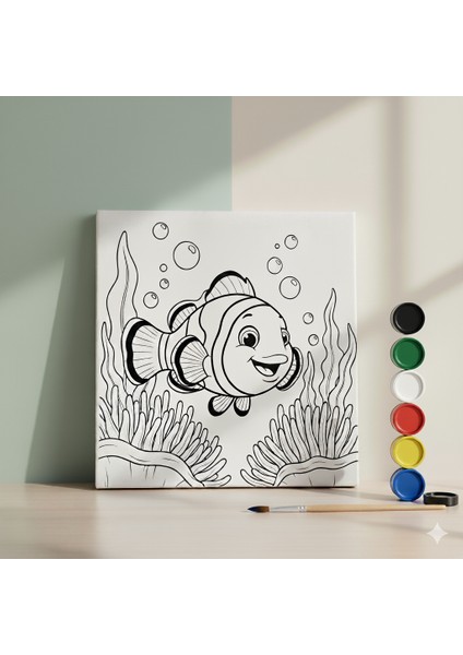Çocuklar Için Sevimli Palyaço Balığı Temalı Eğitici ve Eğlenceli Akrilik Boyama Seti