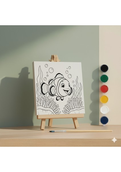 Çocuklar Için Sevimli Palyaço Balığı Temalı Eğitici ve Eğlenceli Akrilik Boyama Seti fiyatları